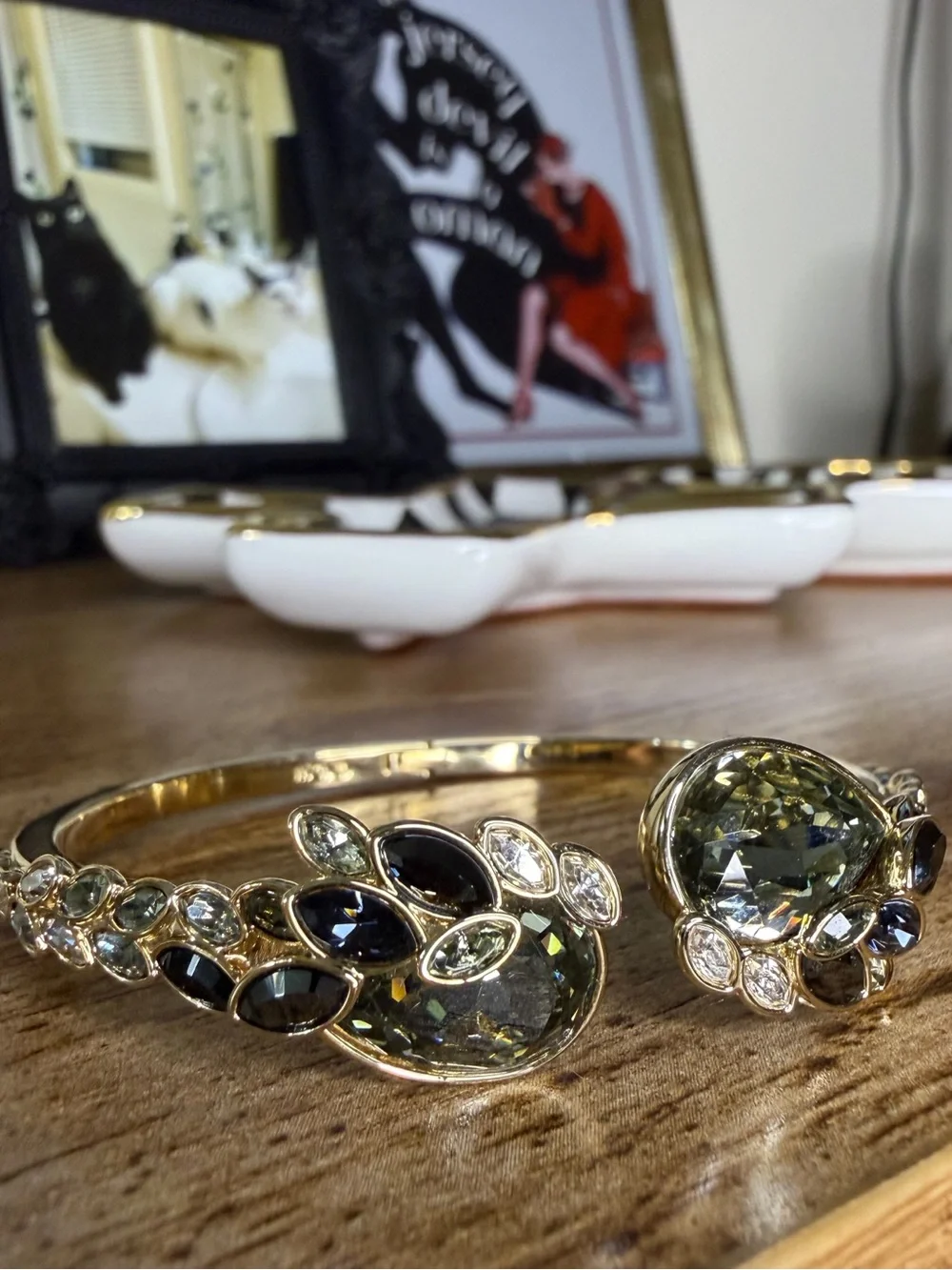 Swarovski Crystal Hinged Cuff Bracelet Like New